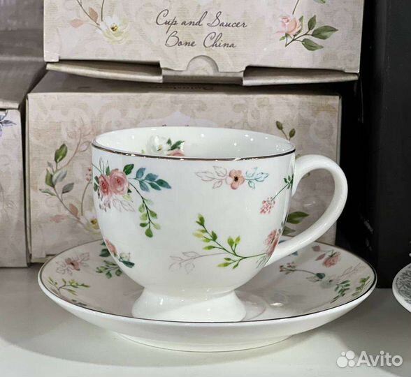 Чайная пара новая фарфор и соусники