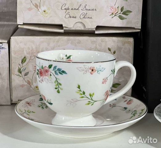 Чайная пара новая фарфор и соусники