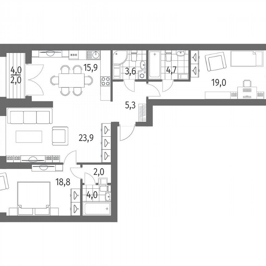 3-к. квартира, 99,2 м², 11/13 эт.