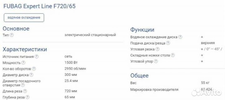 Плиткорез Fubag ExpertLine F720/65