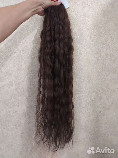Срез волосы натуральные русые 40-75 см волнистые
