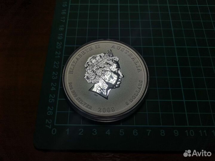 Монета 8 Долларов, 2008г Серебро 155,5 гр