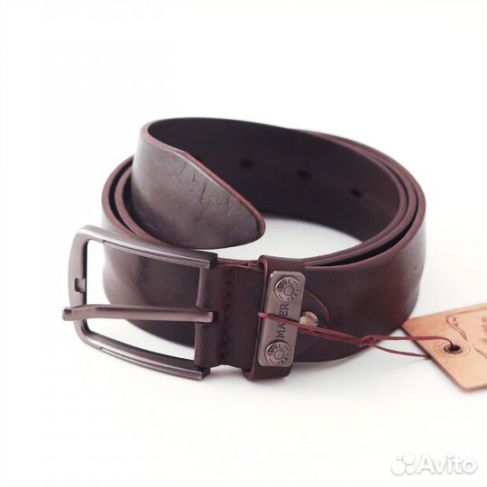 Мужской кожаный ремень коричневый новый