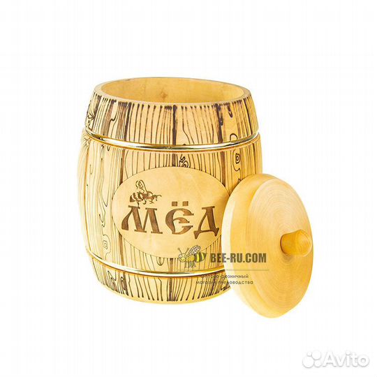 Бочка медовая из липы Бондарь 2 кг (темная, крышка