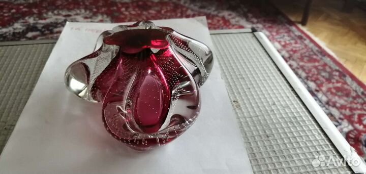 Пепельница цветное стекло богемия