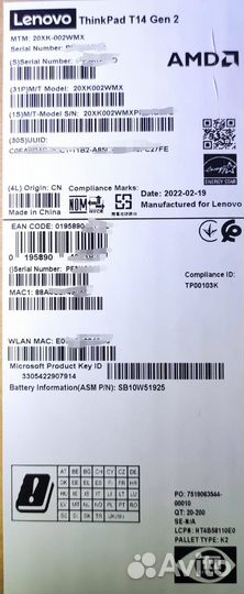 ThinkPad T14 Gen2 Ryzen5 Pro/8/256 New Гарантия