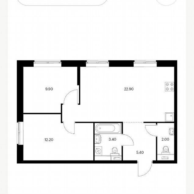 2-к. квартира, 55 м², 6/11 эт.