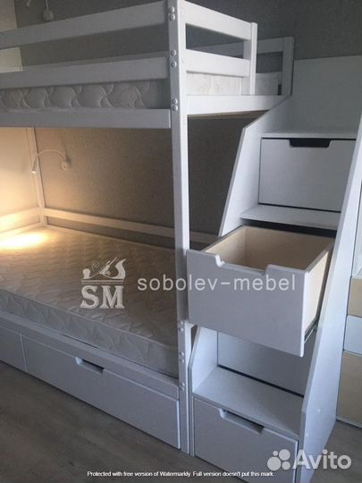 Двухъярусная кровать с лесенкой. Производство Уфа