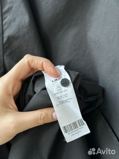 Рубашка со стразами lime M черная хлопок