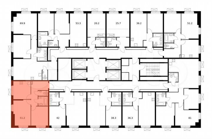 2-к. квартира, 51,2 м², 28/33 эт.