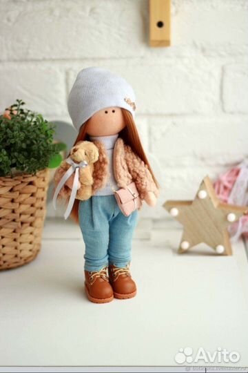 Интерьерная кукла ручной работы В джинсиках