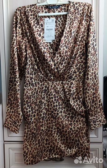 Платье S 42 44 zara леопард оригинал новое