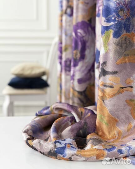 Шторы рогожка Медина сирень новые пошив