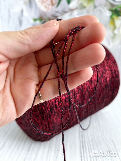 Пряжа для вязания французский хлопок с люрексом