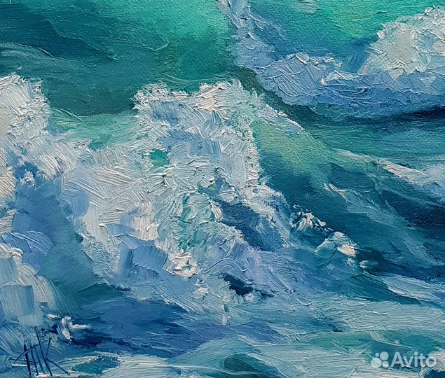 Картина море волны морской пейзаж маслом холст
