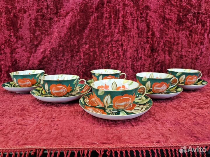 Чайная пара цена за 6 штук Песня Леонов Дулево 60е