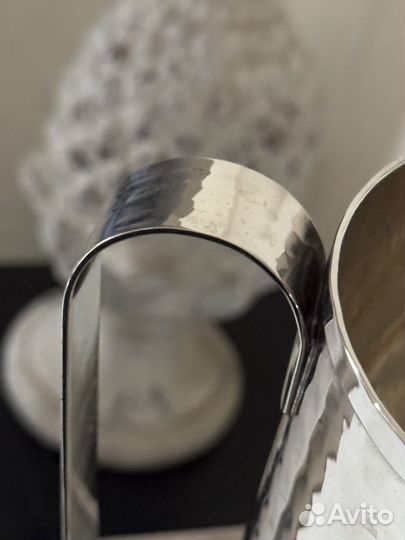 Комплект кувшин и 6 стаканов серебрение антик