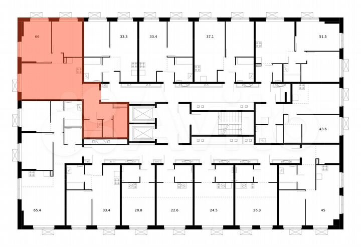 2-к. квартира, 66 м², 2/16 эт.