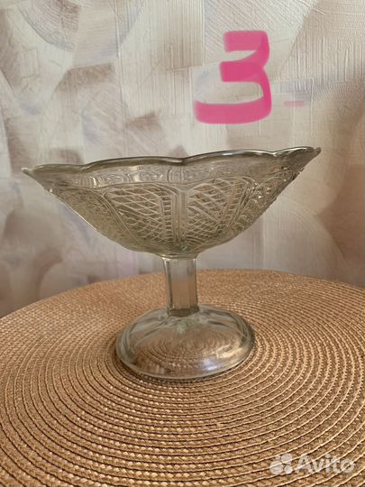 Посуда СССР хрусталь лодочка конфетница ваза