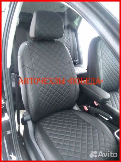 Чехлы Volkswagen Polo 5 Hb из экокожи чёрные Ромб