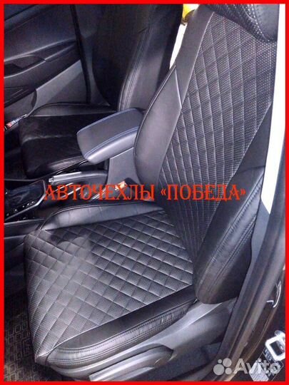 Чехлы Hyundai Tucson 4 из экокожи чёрные Ромб