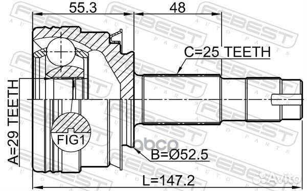 ШРУС Chevrolet Aveo 09- наружный 29x52.5x25 FEB