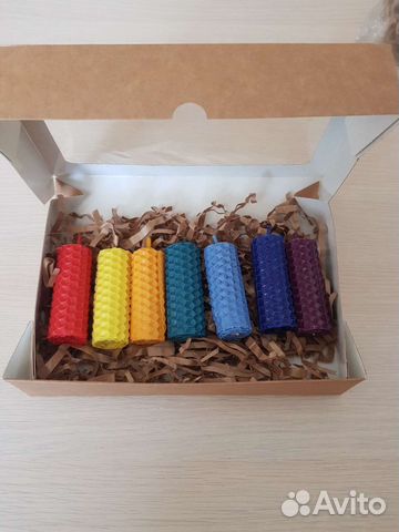 Чакровые свечи из натуральной вощины (набор 7 шт)