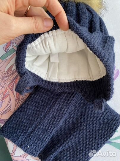 Шапка и снуд для мальчика 3-6 месяцев