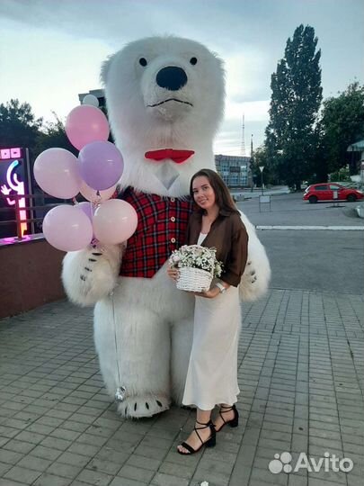 Белый Умка мишка и Чебурашка поздравление Аниматор