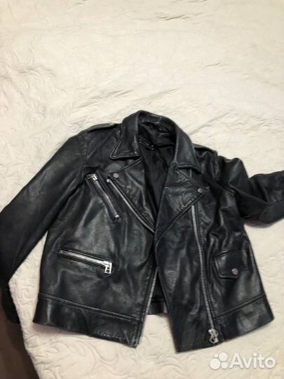 Кожаная куртка косуха Натуральна кожа Mango