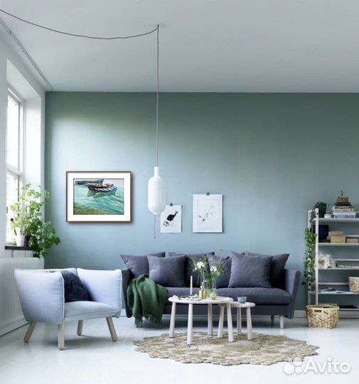 Акварельная картина. Лодки у пристани