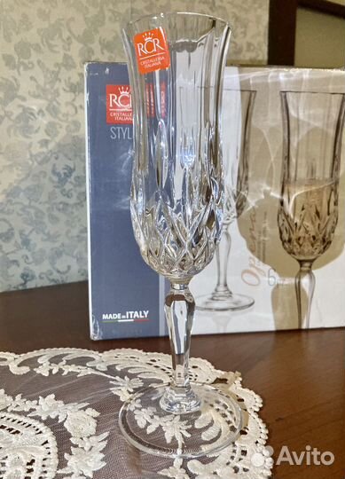 Набор из 6 хрустальных бокалов для шампанского