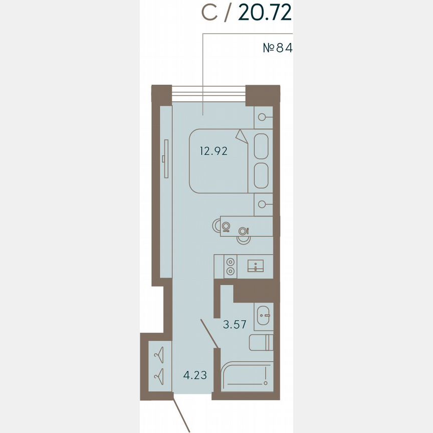 Апартаменты-студия, 20,7 м², 5/8 эт.