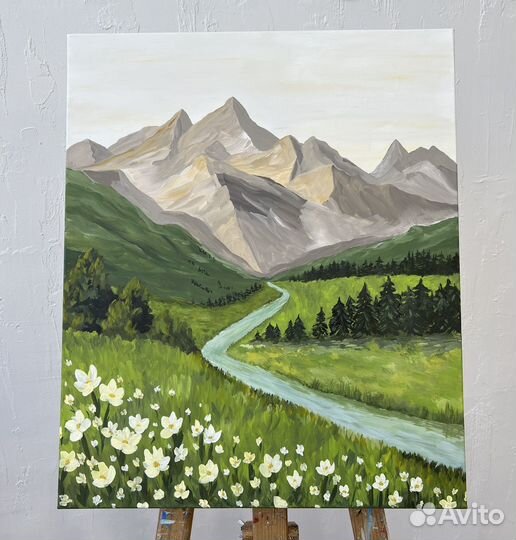 Потрясающий пейзаж на холсте (ручная работа)