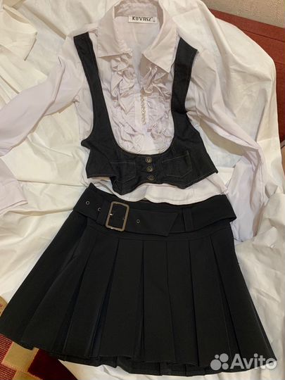 Юбка y2k тенисная Блузка жилетка y2k
