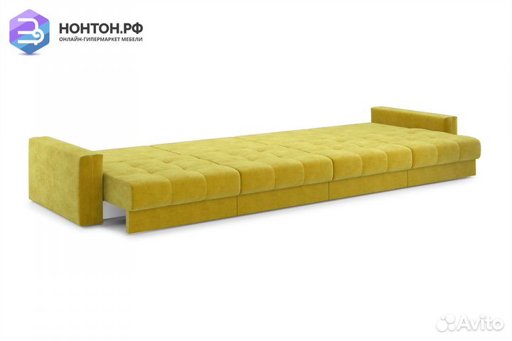 Диван прямой тик-так Монарх горчичный