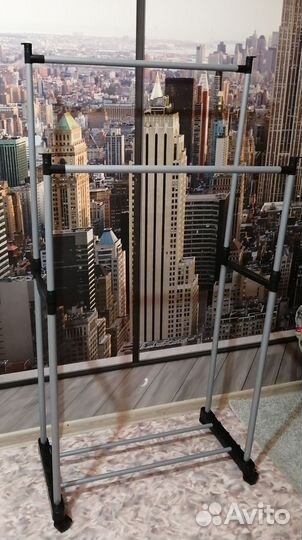 Вешалка напольная 2 яруса, на колёсиках, 140х70х30