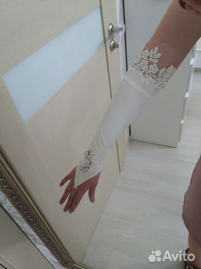 Митенки свадебные айвори