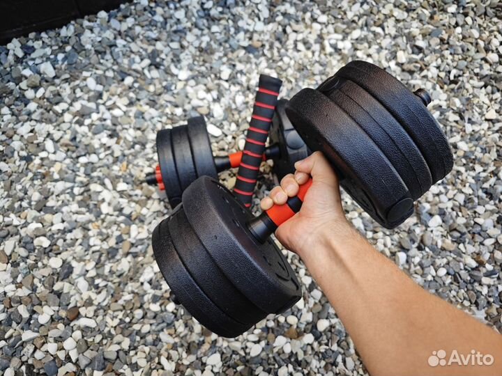 Комплекты гантелей разборных на 20-30 кг + штанга