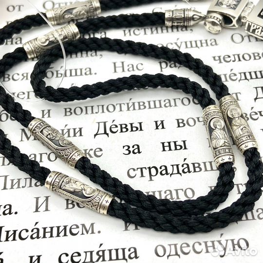 Комплект крест из черного граба на гайтане