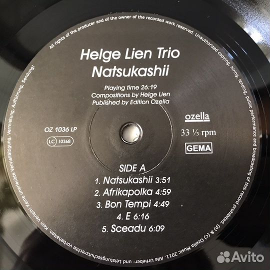 Helge Lien Trio - Natsukashii, 2011, LP, Germany