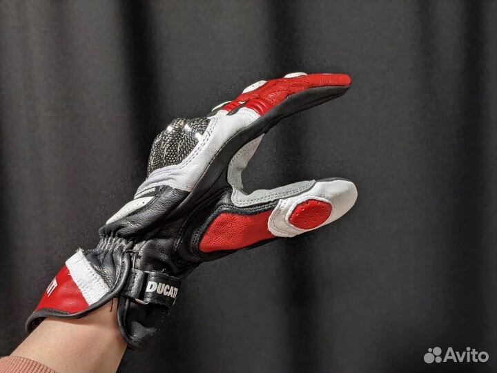 Мотоперчатки ducati кожаные бело-красные новые