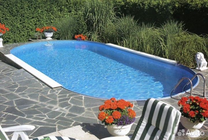Бассейн сборный овальный вкапываемый глубина 1,5м