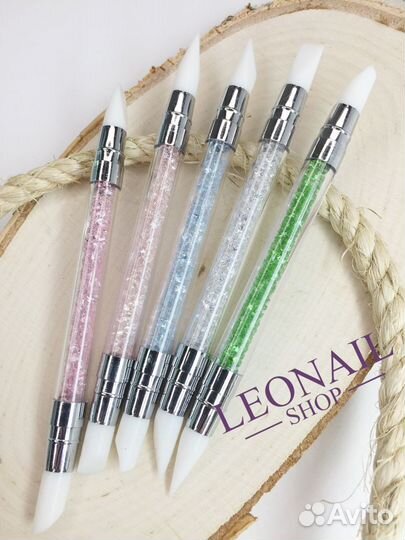 Набор силиконовых кистей двусторонних для ногтей