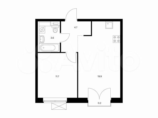 1-к. квартира, 40,1 м², 9/9 эт.