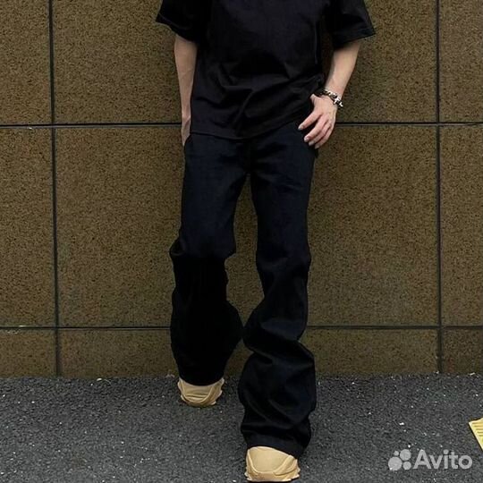 Джинсы клеш y2k черные rick owens