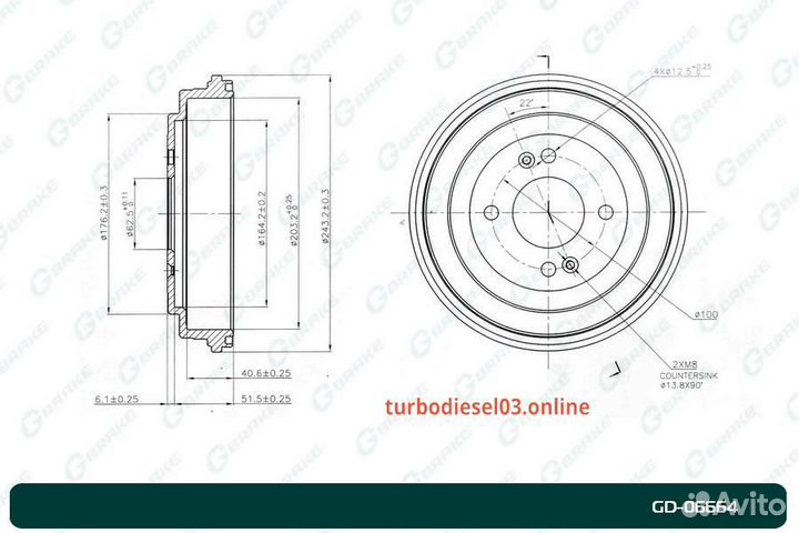 Барабан тормозной G-brake GD-06664 GD06664 G-brake