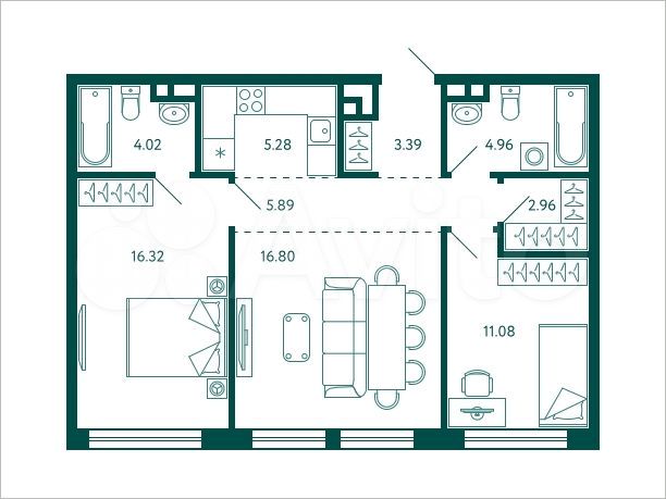 2-к. квартира, 70,7 м², 7/28 эт.