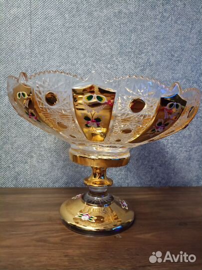 Фруктовница на ножке Lefard Gold Glass d*30 h*23