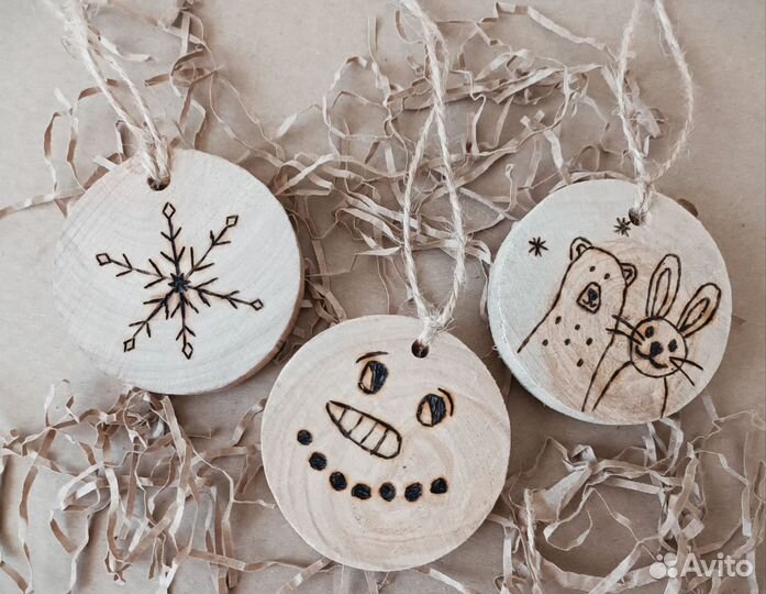 Елочные игрушки эко, игрушки на спиле